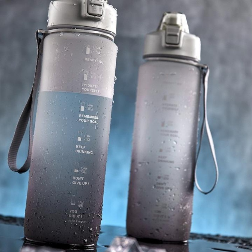 BPA FREE Botol Minum Tumbler Olahraga Sport Unik 1L FREE Stiker 2D+3D / Botol Motivasi 1000ML / Botol Penanda Gradient Gradasi CBKS-4