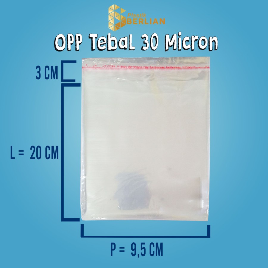 

9,5 X 20 cm Plastik OPP TEBAL 30 MICRON (100 lbr)