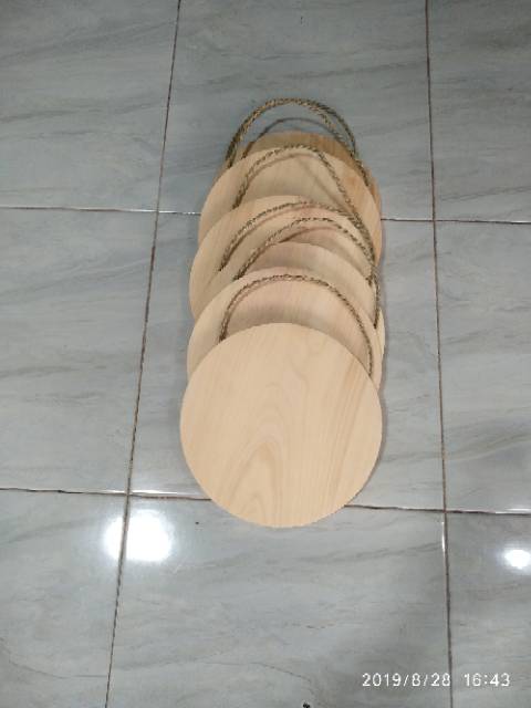 Talenan Kayu Pinus Tali model bulat diameter 25 cm / Talenan Lukis / Wooden Cutting Board