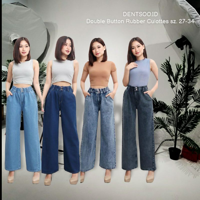 TERZA KULOT JEANS WANITA KANCING 2 / CELANA KULOT JEANS HIGHWAIST WANITA