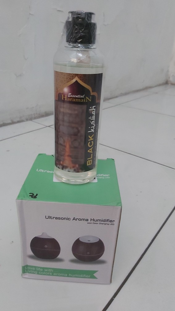 Paket Black Kiswah/pengharum Ruangan/ultrasonic Aroma Humidifier/hitam/putih/cokelat Wood Flower