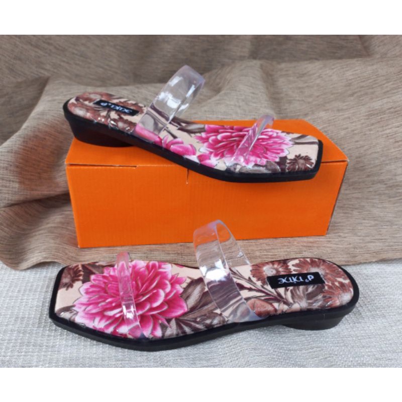 d'nine KS 10 Sandal Wanita sandal flat hak 2cm motif bunga