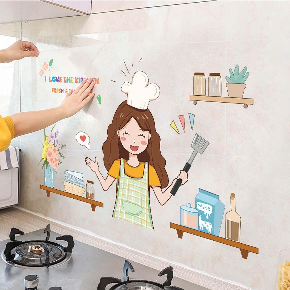 Agustinina Stiker Dinding Kreatif Tahan Minyak Kabinet Dapur Meja Mural