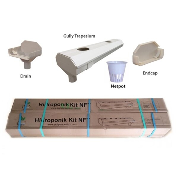 Set Talang Gully Trapesium Hidroponik 30 Lubang Starter Kit Pemula NFT