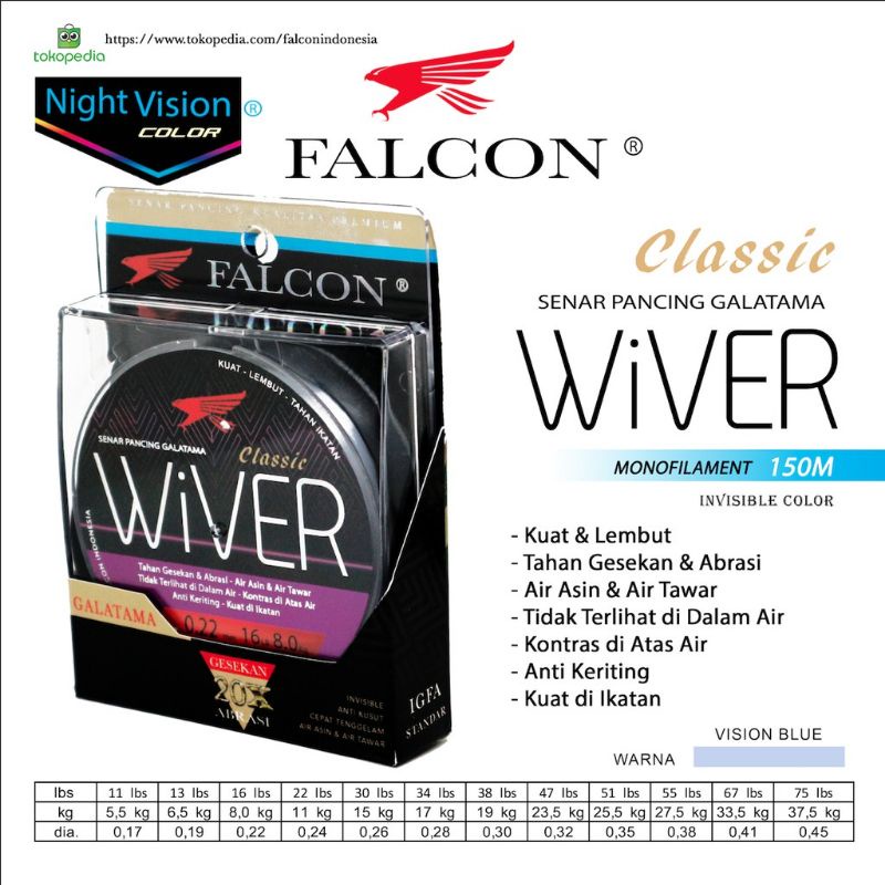 (COD) Senar Pancing Falcon Wiver 150 meter / Senar Galatama