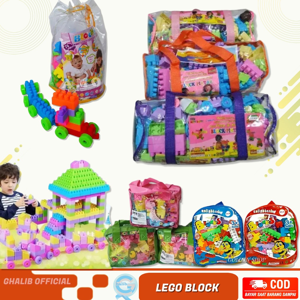 Leggo Mainan Anak Laki Laki Perempuan Pintar Tas Pip Mainan Balok Mainan Balok Susun mainan Edukasi
