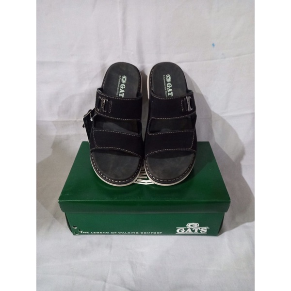 Sandal kulit ban dua pria GATS VT 302 HITAM