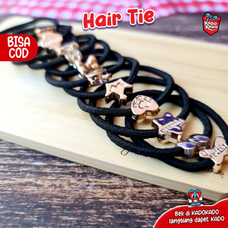 karet rambut hitam dengan aksesoris by kadokado