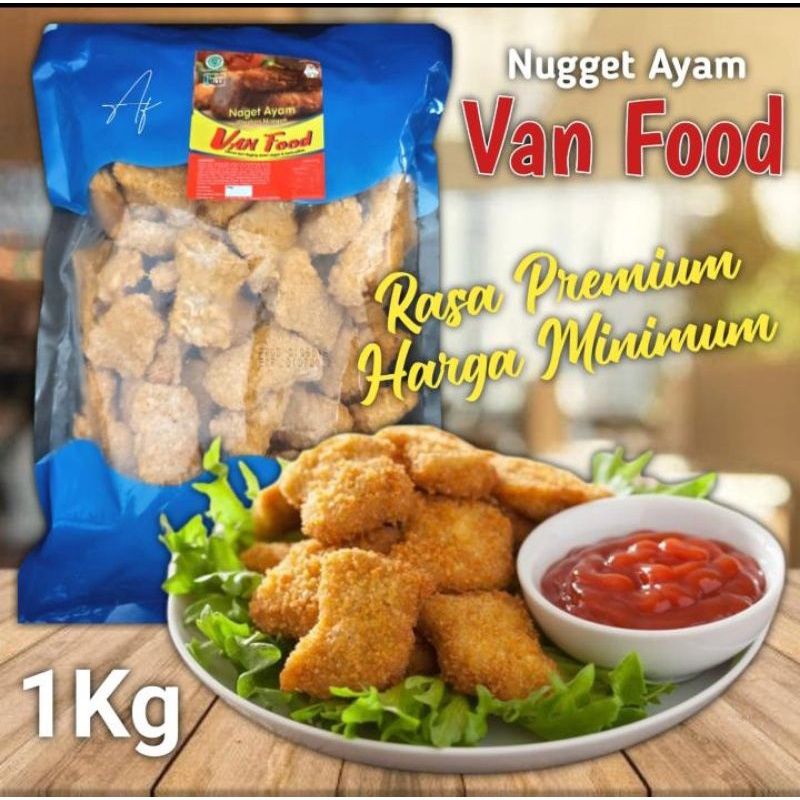 A026 Termurah Naget Nugget Ayam Van Food kemasan 1 kg isi banyak rasa enak