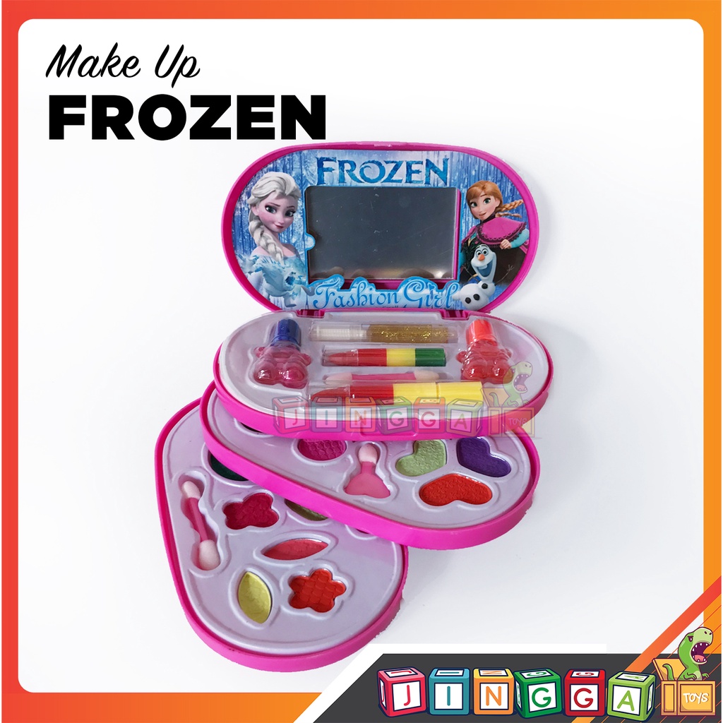 mainan make up anak perempuan kosmetik alat kecantikan bag frozen 3 set lengkap aisedo lipstik kutek