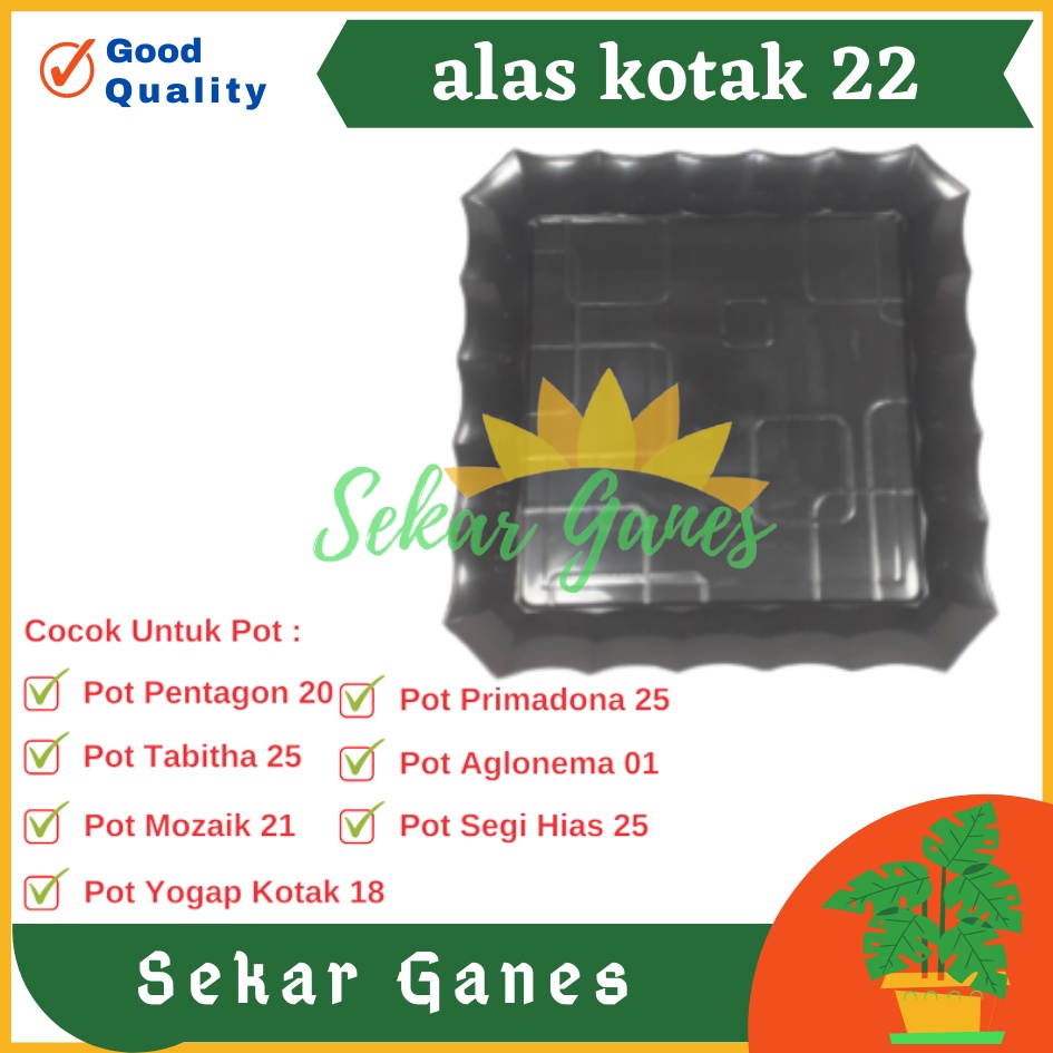 Tatakan Alas Kotak 22 Hitam Tatakan Kotak Persegi Utk Pot Segi Hias 25