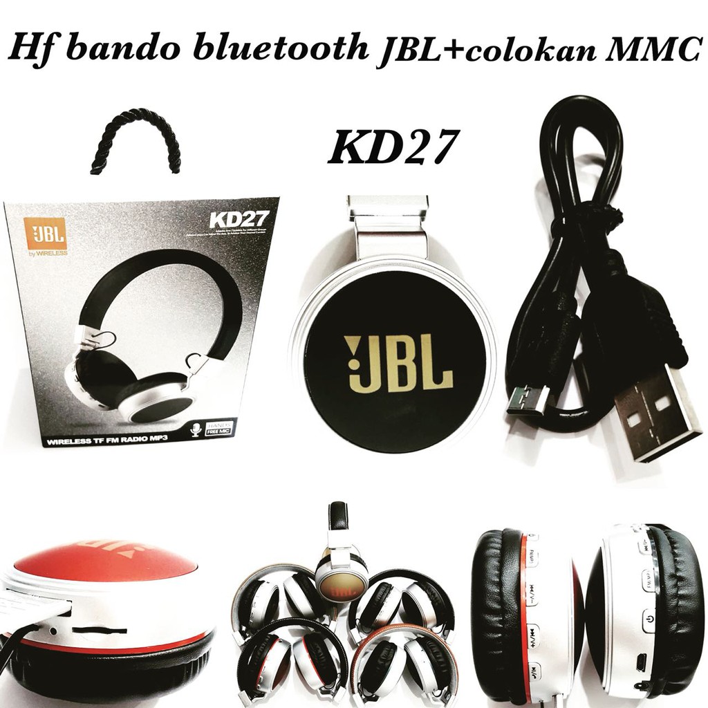 Headset BLUETOOTH & bisa Micro SD / Memory Card Handsfree Headphone BANDO Ori Original JBL KD27