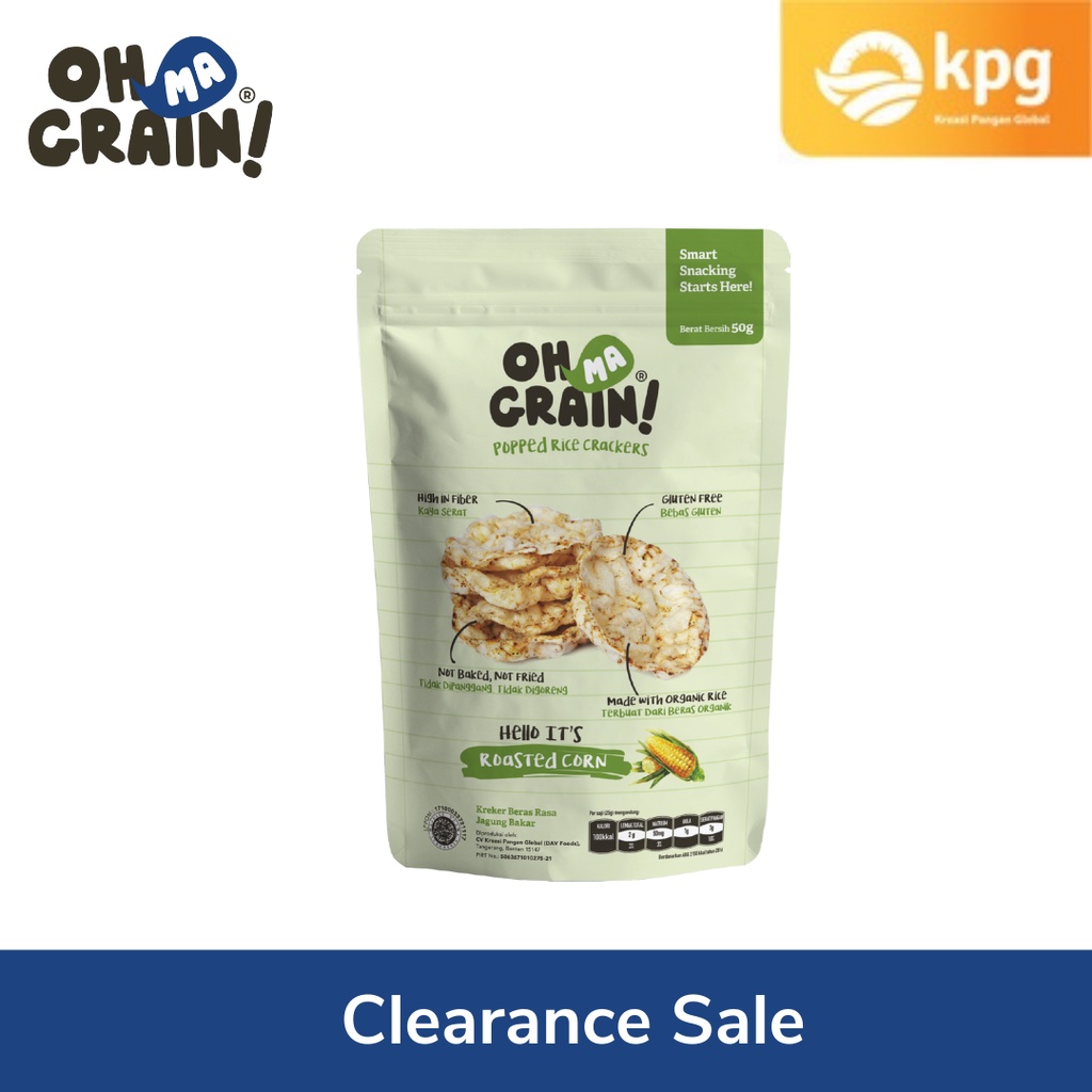 

Oh Ma Grain! - Popped Rice Crackers Roasted Corn - Snack Diet - 50 gr - Clearance Sale
