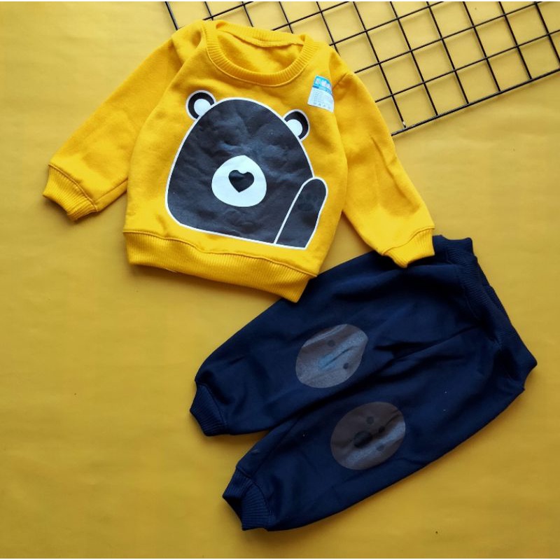 set sweater bayi 0-12 bulan motif bear kombi