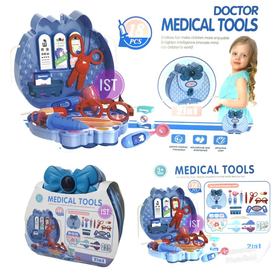 MWN Mainan Doctor Medical Tools 2 in 1 18 pcs No.688-111A