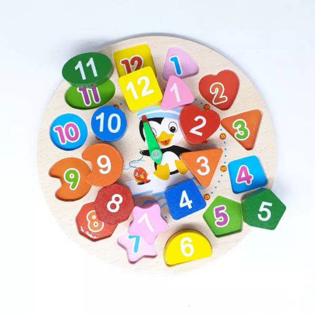 Mainan Edukasi Jam Geometri Puzzle Kayu Bentuk Angka Warna Mainan Edukasi Jam Geometri Puzzle Kayu Bentuk Angka Warna