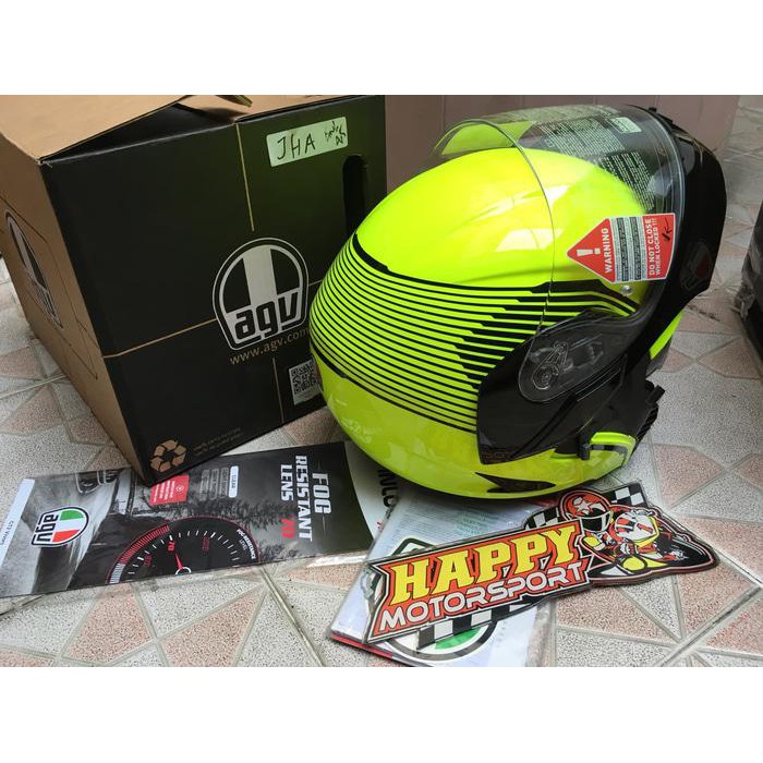 HELM AGV MODULAR VERMONT YELLOW BLACK GLOSSY DUAL VISOR ITALY M L XL