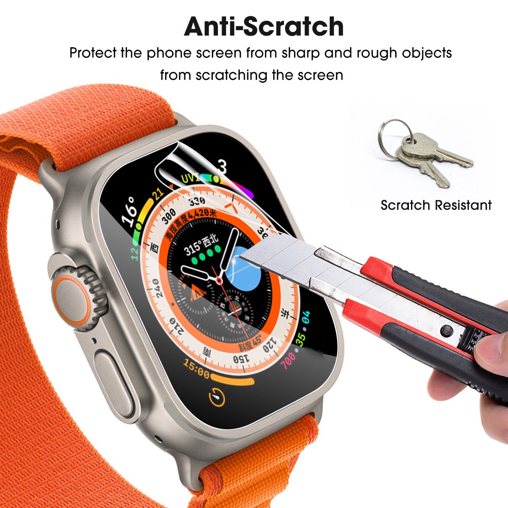 1pc Film Hydrogel Pelindung Layar Anti Gores Bahan TPU Untuk Apple Watch Ultra