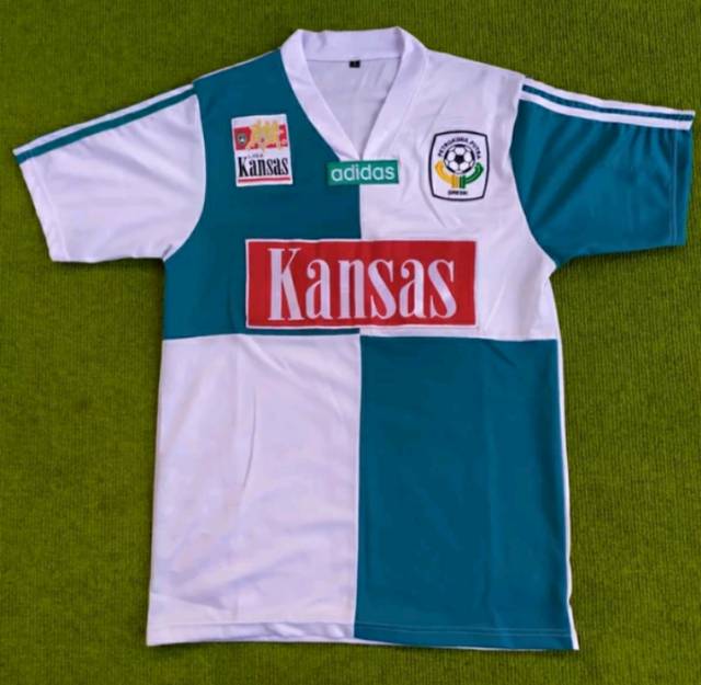 Jersey Petrokimia Putra FC Home Liga Kansas 1996 - 1997 Hijau Kotak Putih Retro