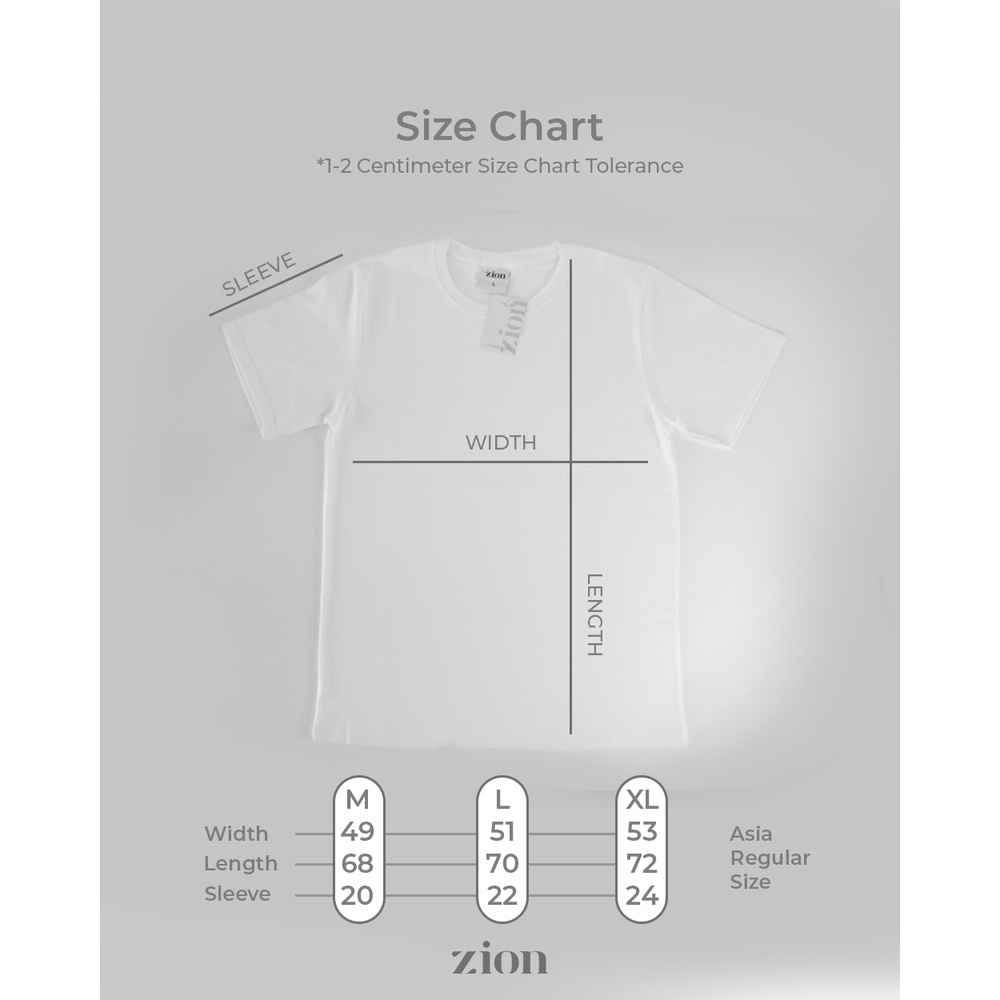 ZION Basic Kaos Polos Putih Cotton Combed 24s Size M-XL