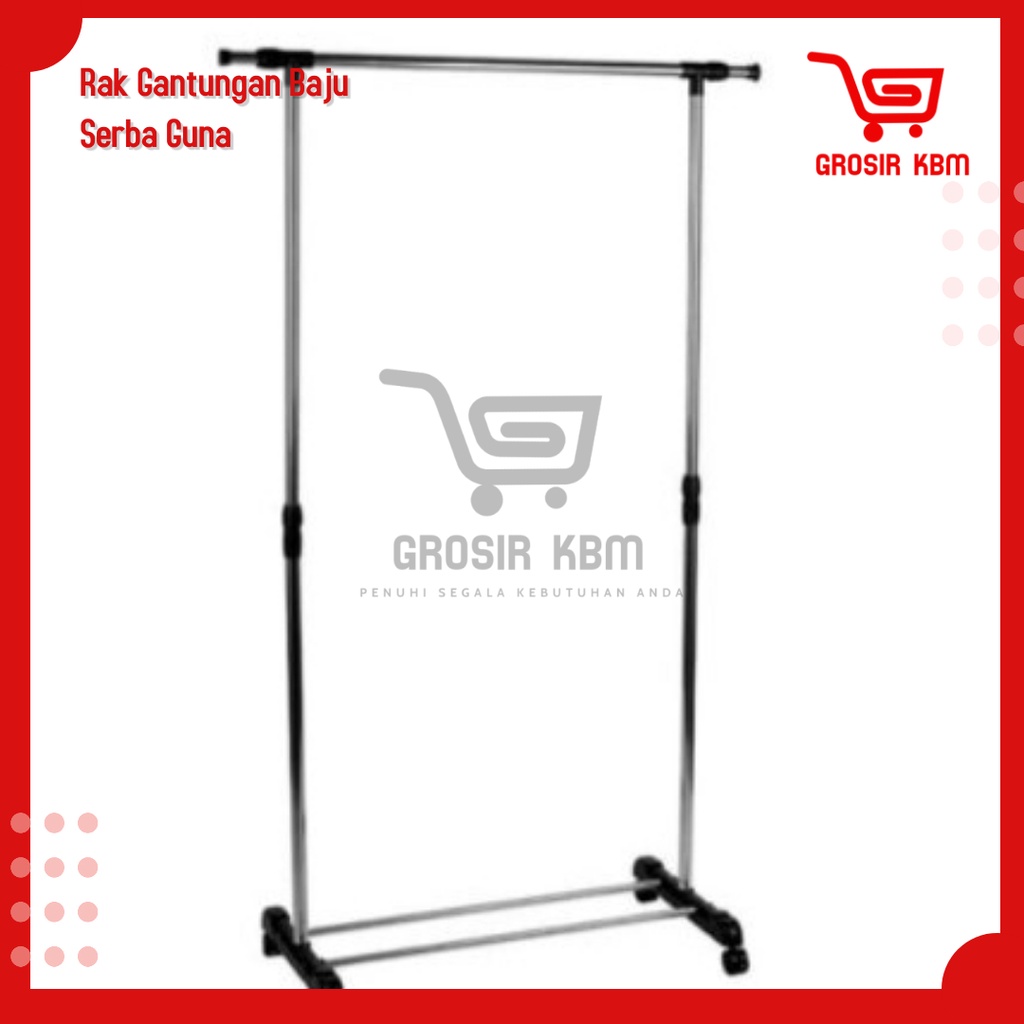 Rak Gantungan Baju Serba Guna [Stand hanger single pole dengan roda]