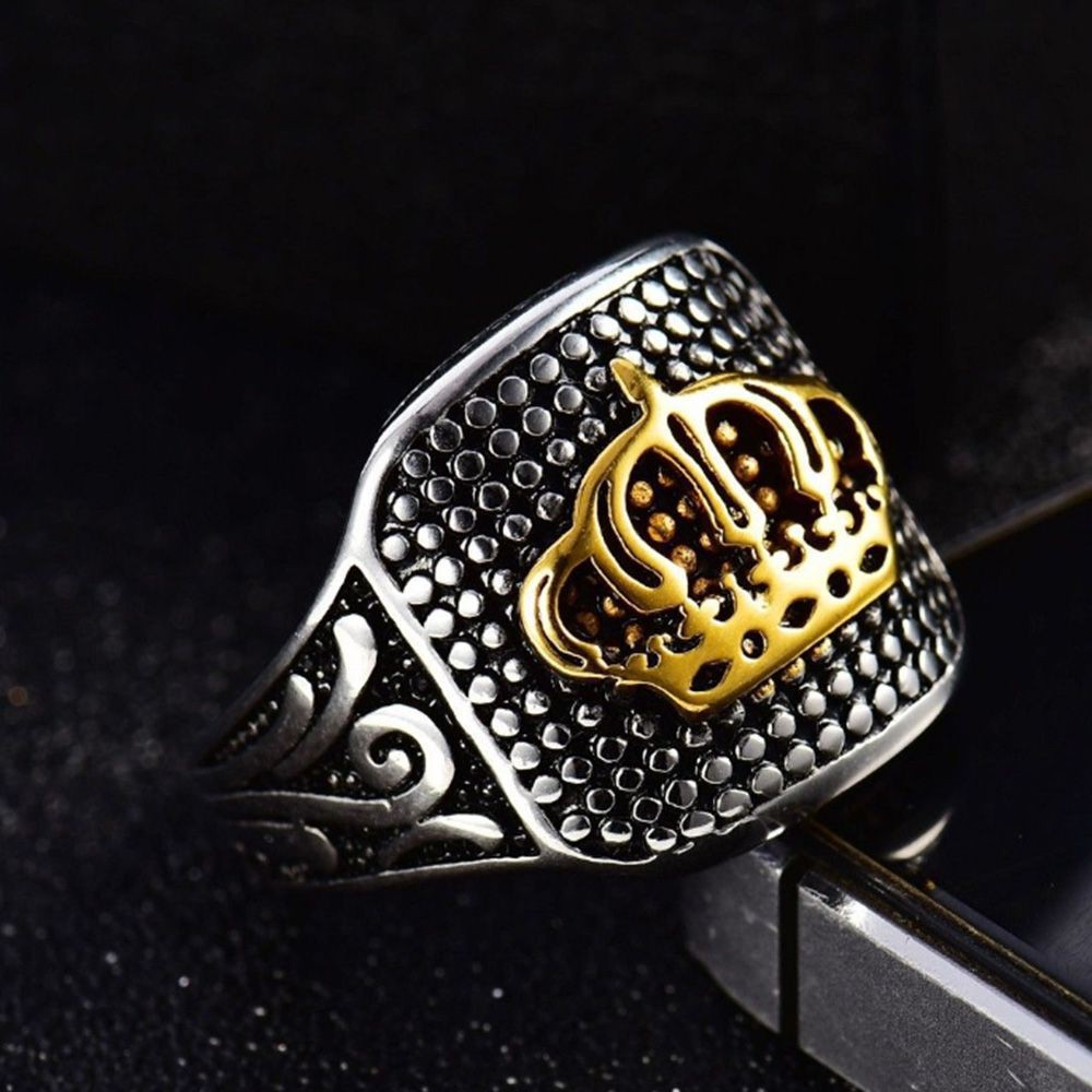 Cincin Pria Stainless Steel King Crown Mahkota Gold Silver JCP-009