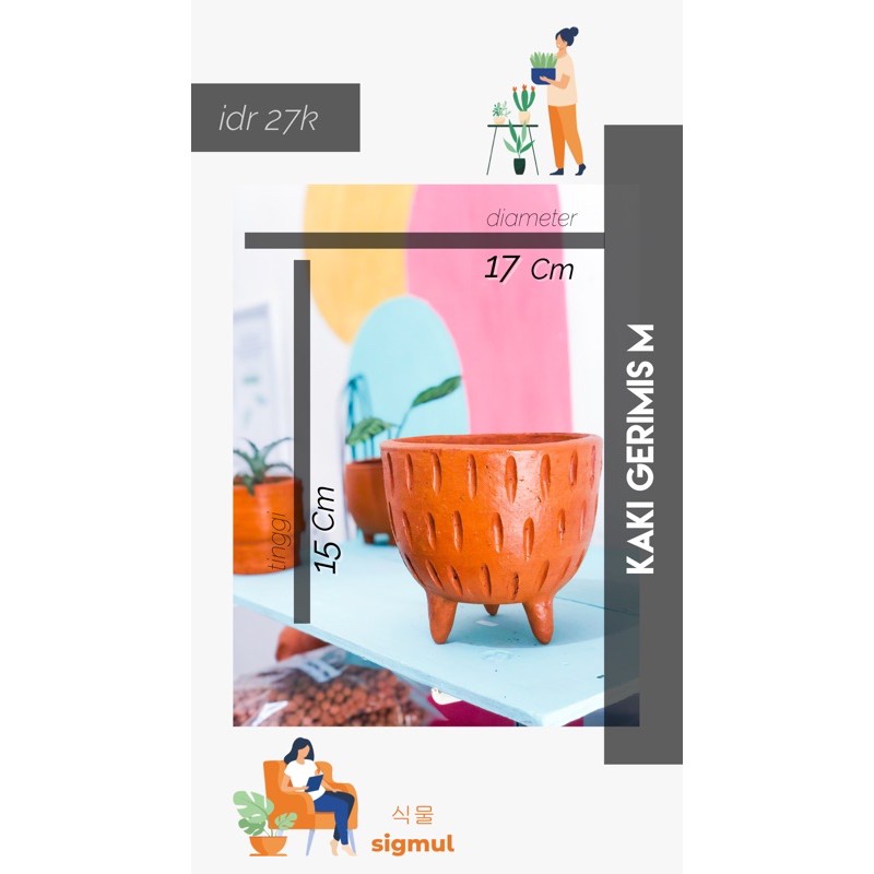 Pot Terakota / Pot Gerabah / Pot Teracotta / Tanah Liat Kaki Gerimis M