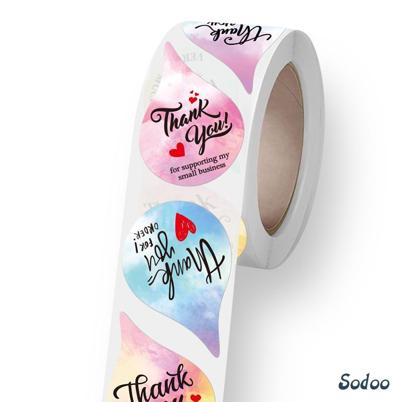 

500 PCS Warna Printing Self Adhesive Seal Label Sticker Terima Kasih Roll Sticker - SO