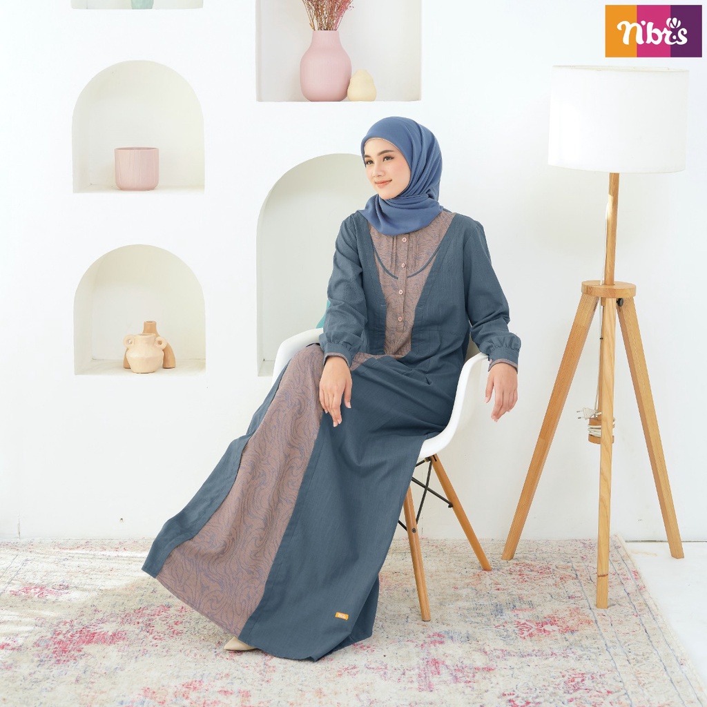 Nibras Gamis NB B103 Bahan Cassanova mix Jacquard Dress Fashion Muslimah Terbaru