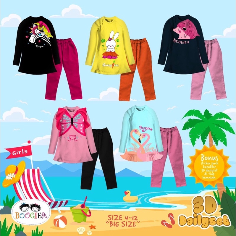 Boogiea 3D Dailyset series setelan boogieakids 3D daily set anak usia 4-12 Tahun