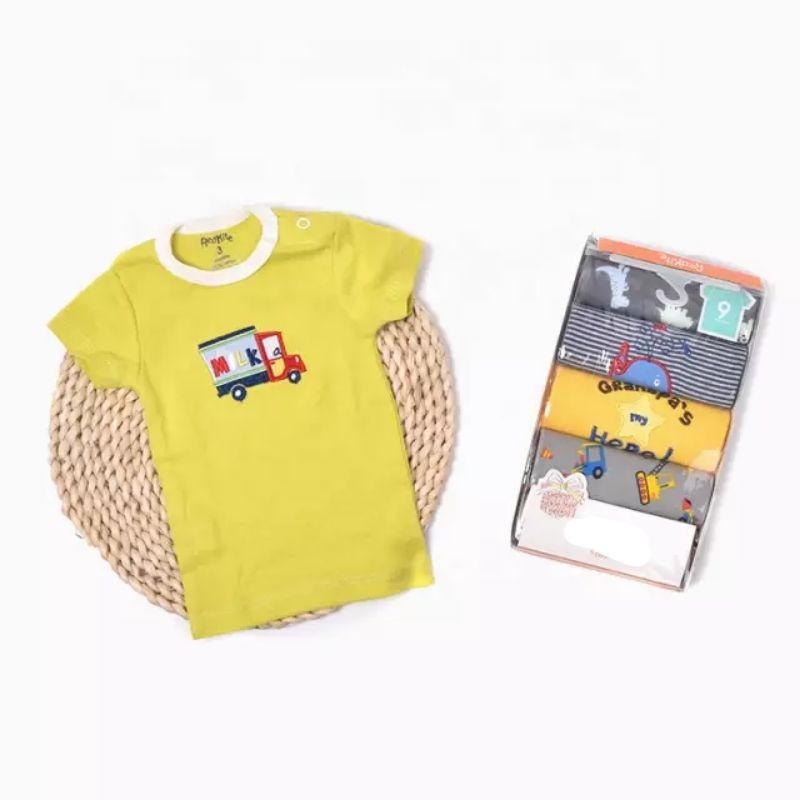 Carterss 5pcs Baju Kaos Atasan Bayi Laki Laki Perempuan Cotton Kancing Pundak isi 5pc P060