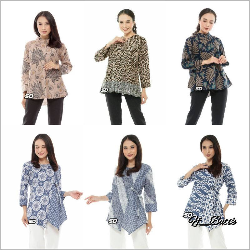 tey-17 Batik wanita ASJ SA HRB026 Kenongo Kemeja Tosca Pendek