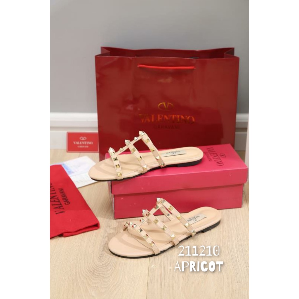 SANDAL WANITA VALENT FLAT SLOP KULIT SET    Kode : 211210 Bawaan SET