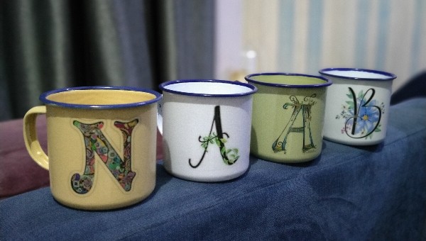 Gelas Enamel / Blek / Seng / Kaleng Jadul Mungil souvenir / Bergambar Satu Sisi