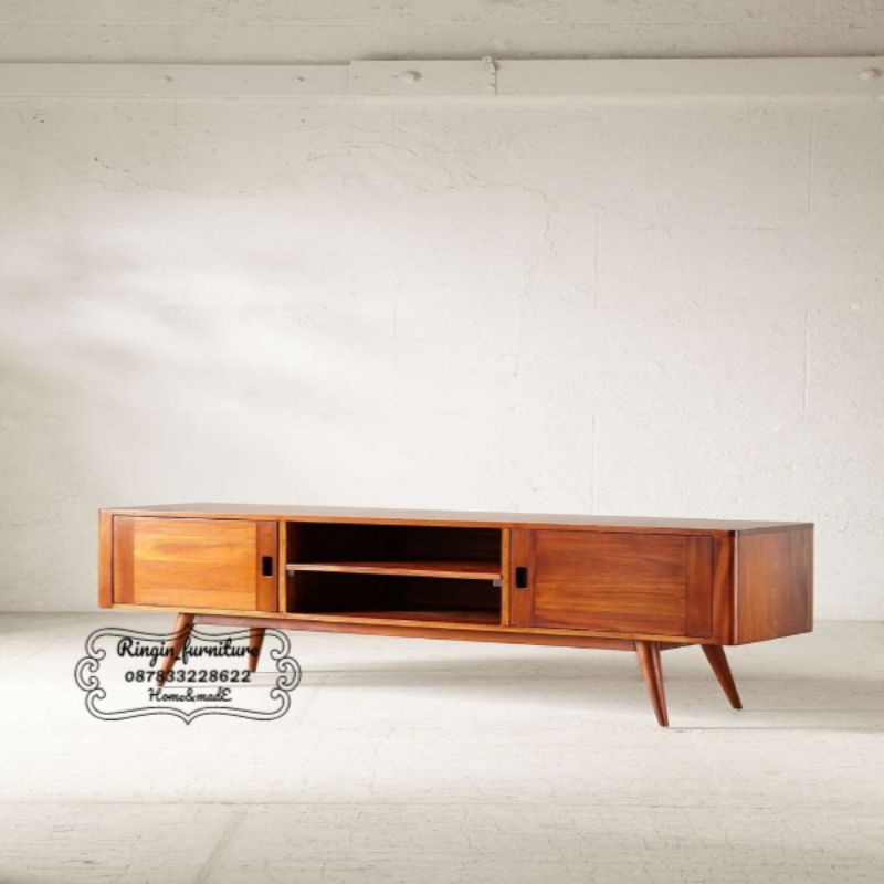 Bufet pintu 2 kekinian minimalis kayu jati aesthetic Scandinavian modern