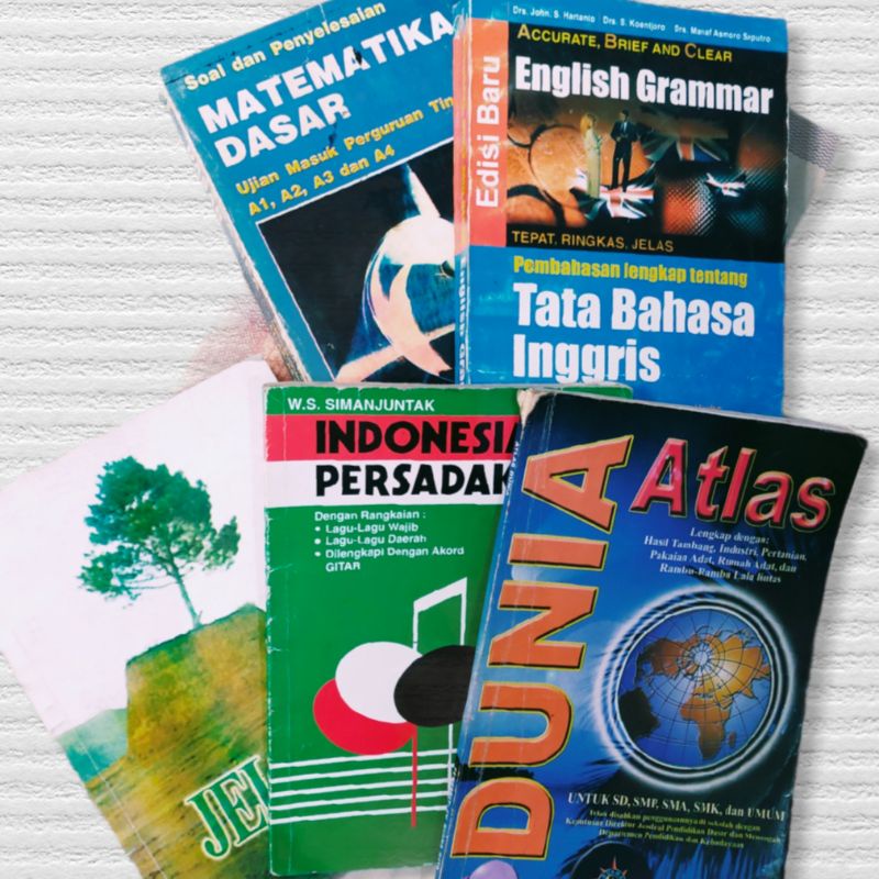 BUKU PUISI RUMUS MATEMATIKA DASAR ENGLISH GRAMMAR INGGRIS ATLAS DUNIA LAGU NASIONAL BOOK PRELOVED