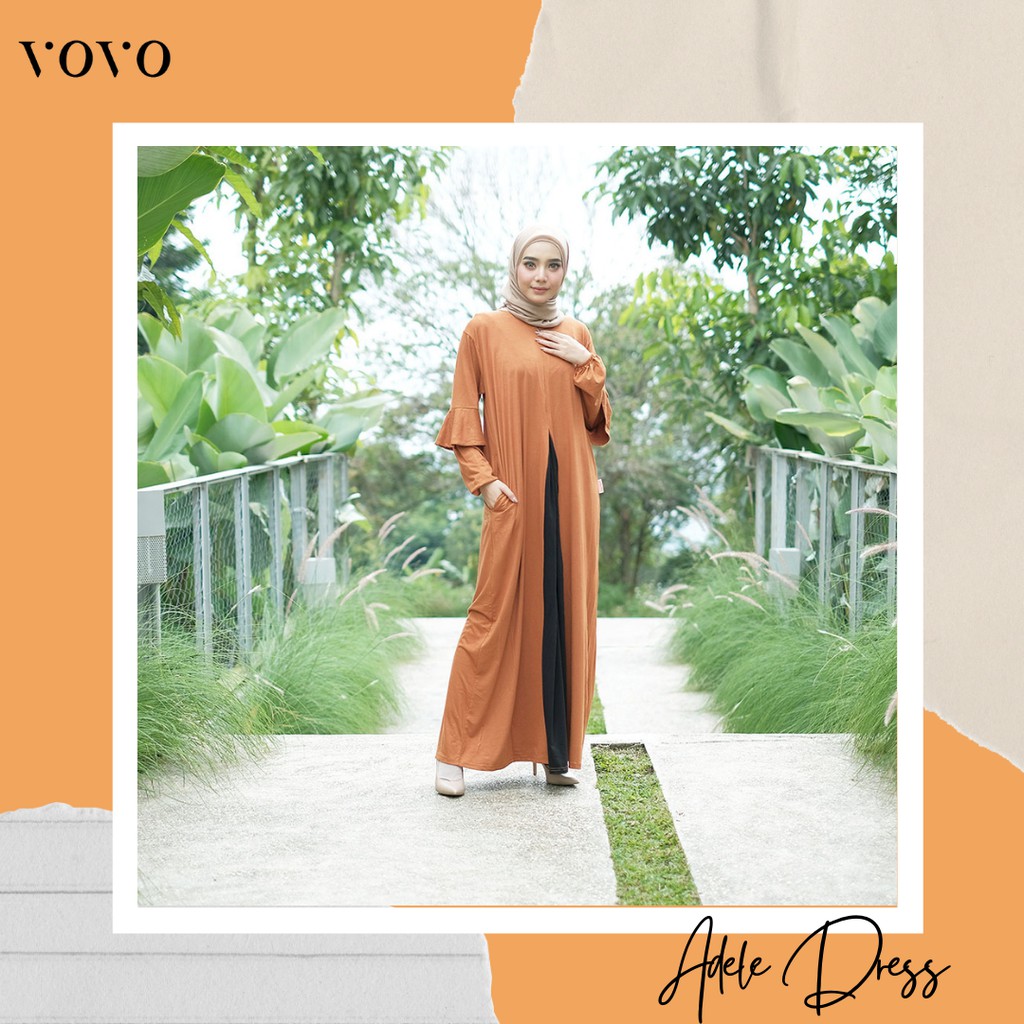 VOVO BOHO ADELE DRESS - Gamis Kaos Polos Remaja Wanita Busui  Casual Syari Sporty Muslim Terbaru