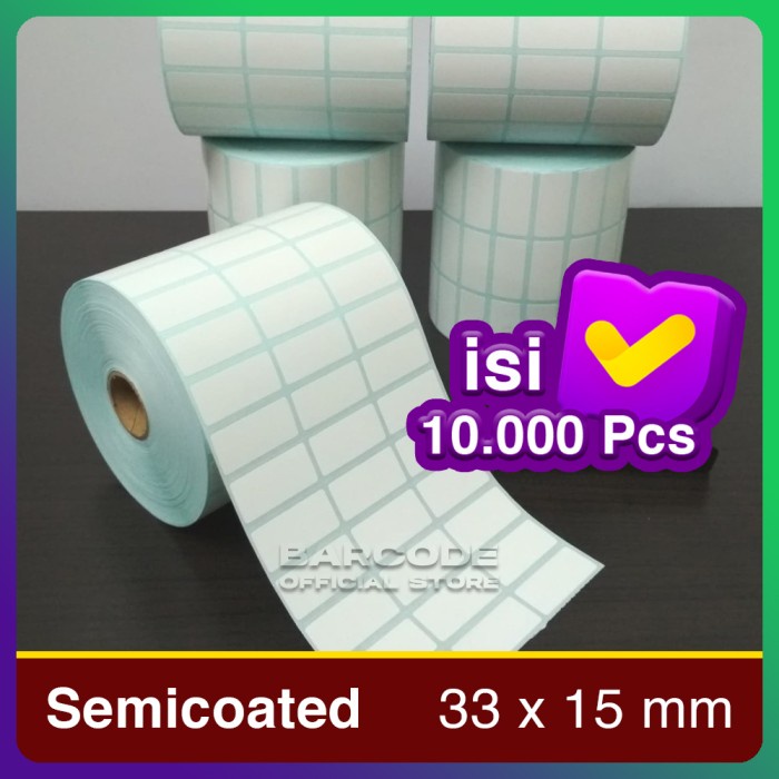 

perekat-pengikat- label barcode 33 x 15 (3 line) kertas sticker label semicoated 33x15 -pengikat-