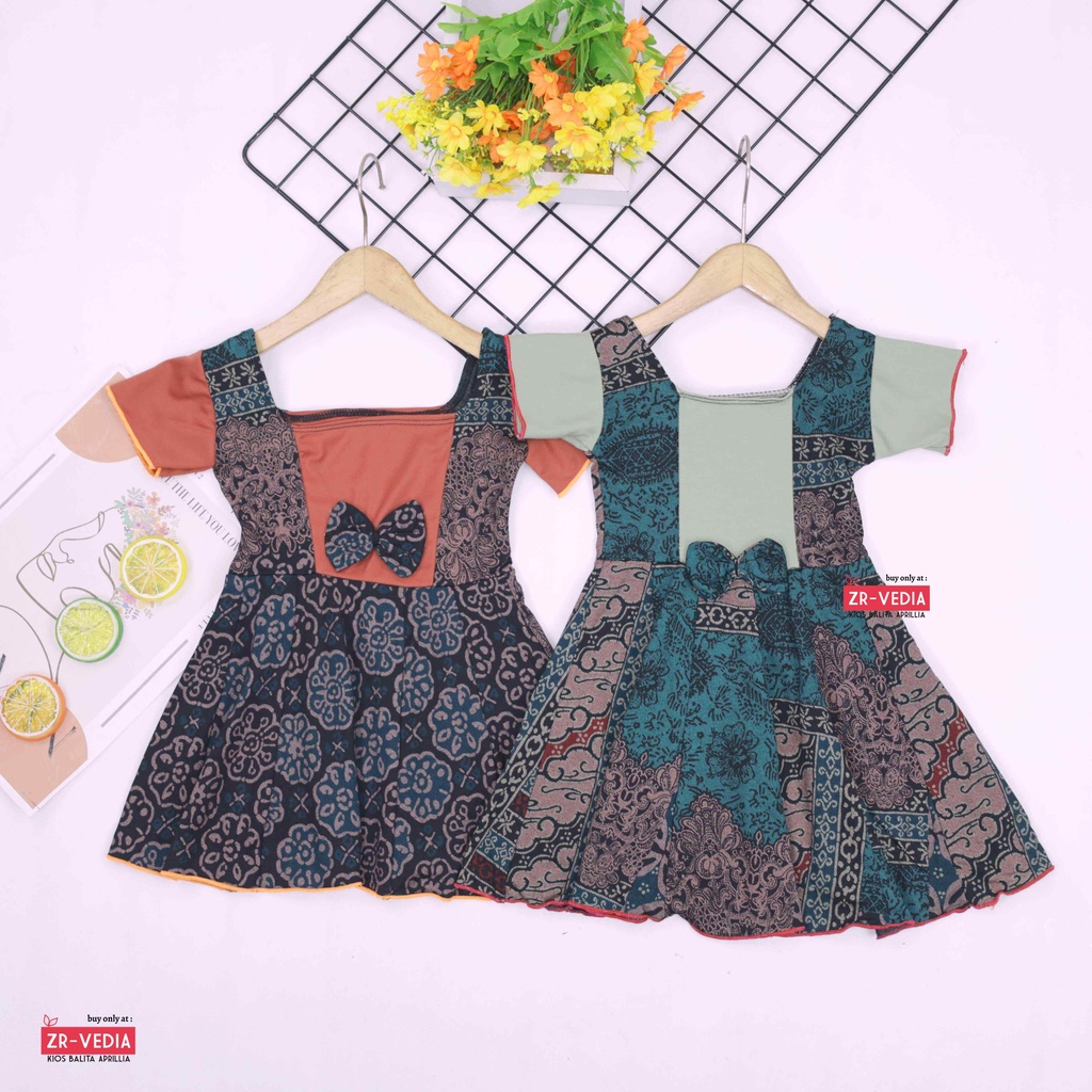 [BATIK] Dress Nadine uk 1-5 Tahun / Dres Pesta Anak Perempuan Harian Pakaian Baju  Cewek Murah