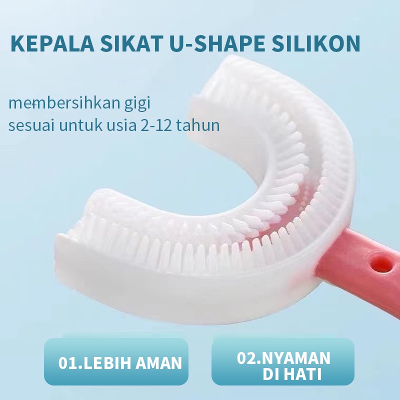 Sikat gigi untuk balita &amp; anak usia 2-12 tahun, U-shape, harga termurah.