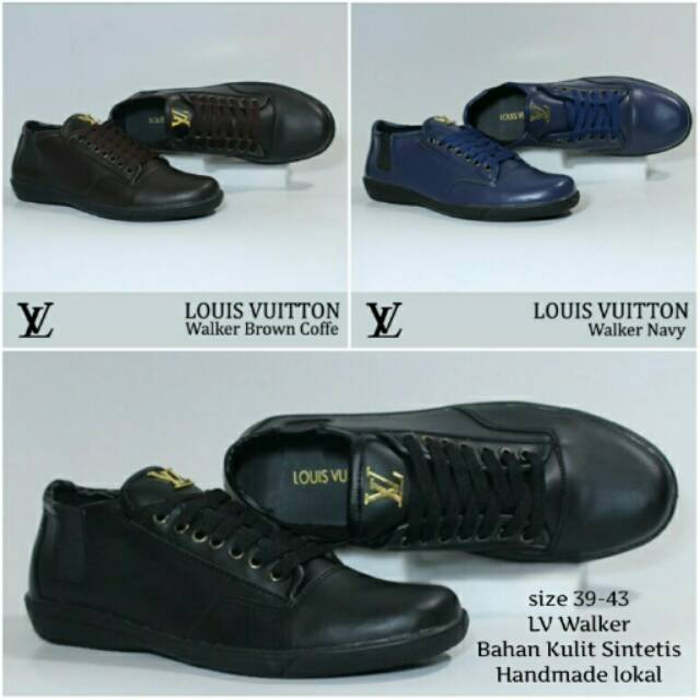 LV Walker Bahan Kulit Sintetis Handmade lokal Sepatu Sneakers Pria Galeri Intan Bandung