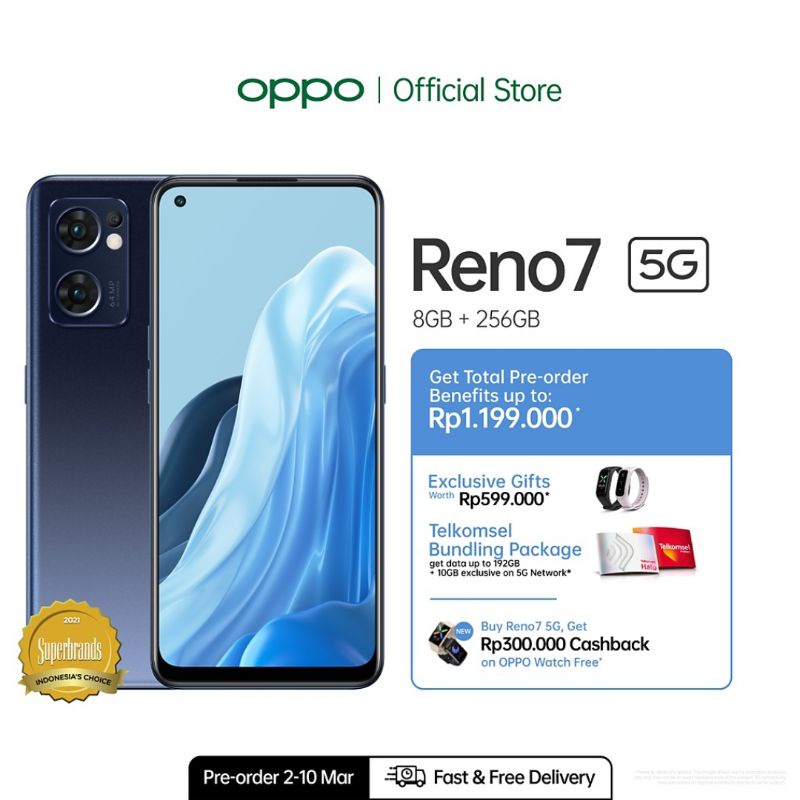 HP OPPO Reno 7 5G 8+5 Extended Ram / 256GB Rom