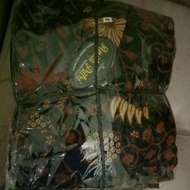 Asifa Batik Hrb026 Kenongo Kemeja Tosca Pendek Pekalongan Padi M L Xl Sogan Tulis Halus Kemeja Batik