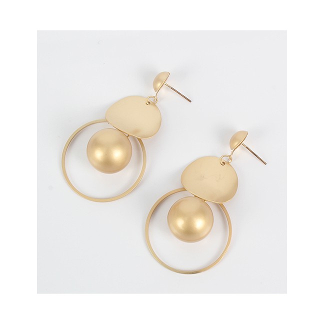 LRC Anting Tusuk Fashion Gold Irregular Plated Circle Earrings F32604