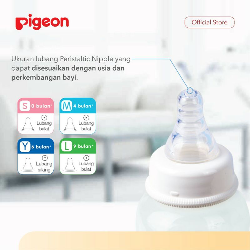 Pigeon Peristaltic Slim Neck Nipple S isi 3 (0-3)/ dot bayi