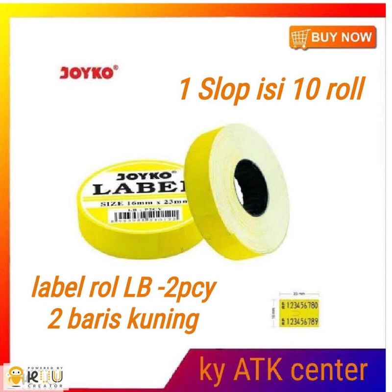 

Kertas Label Rol 2 Baris Joyko LB-P2CY Kuning Stop Price Labels 2 baris 1 Slop isi 10 rol