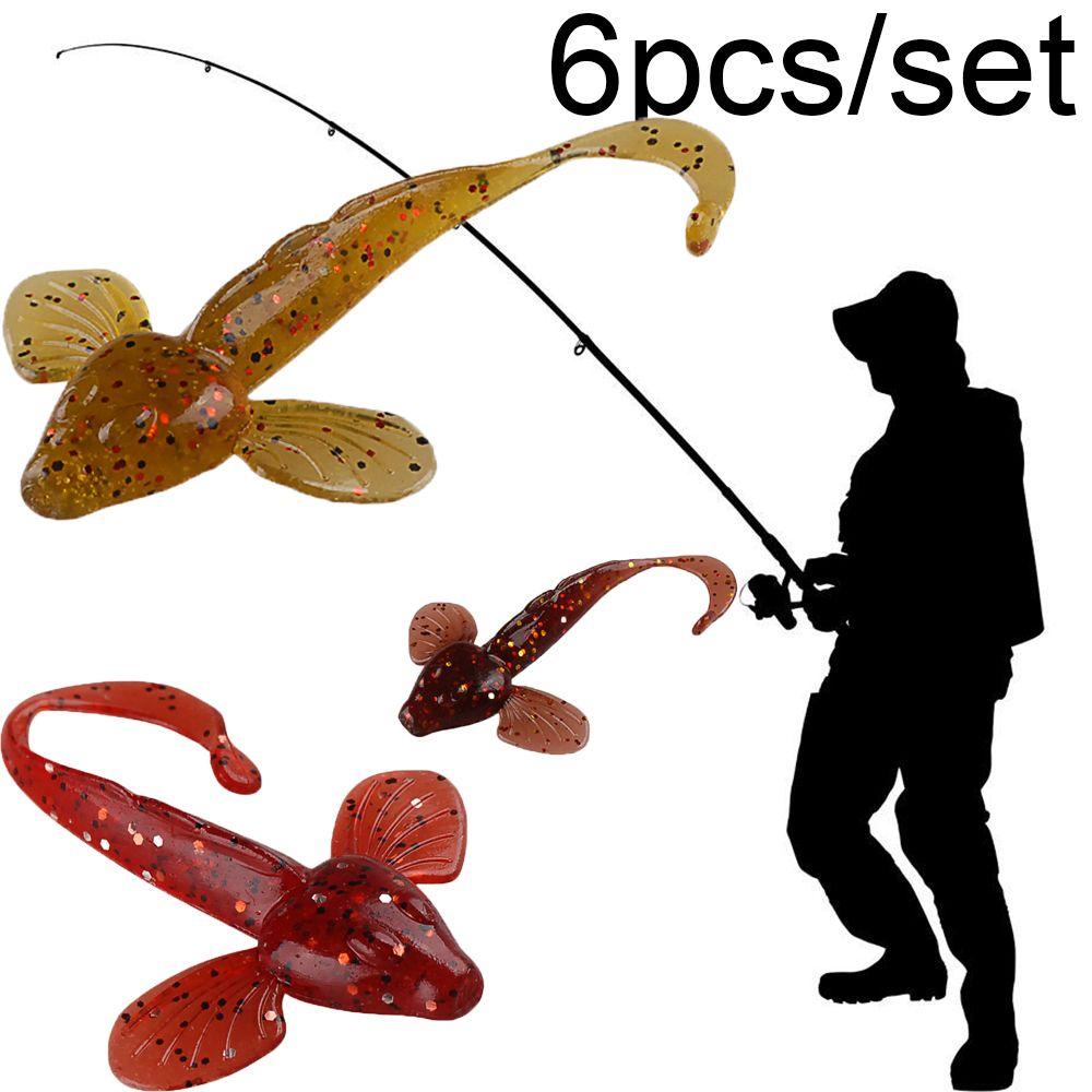 TOP 6pcs /Set Umpan Pancing Maggot Jigging Silikon Sirip Buatan Udang Lembut