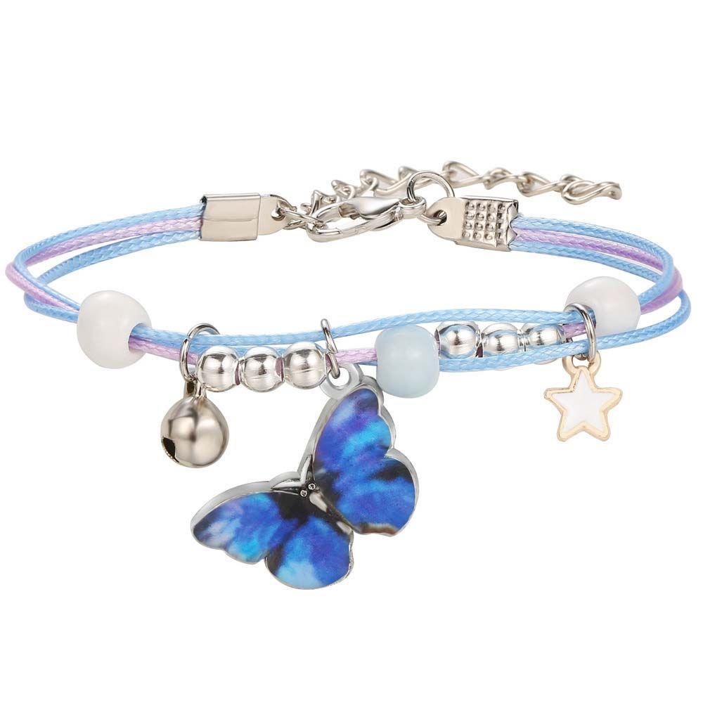 Mxbeauty Gelang Kupu Biru Pesona Menarik Wanita Pria Fashion Perhiasan Adjustable Lucky String