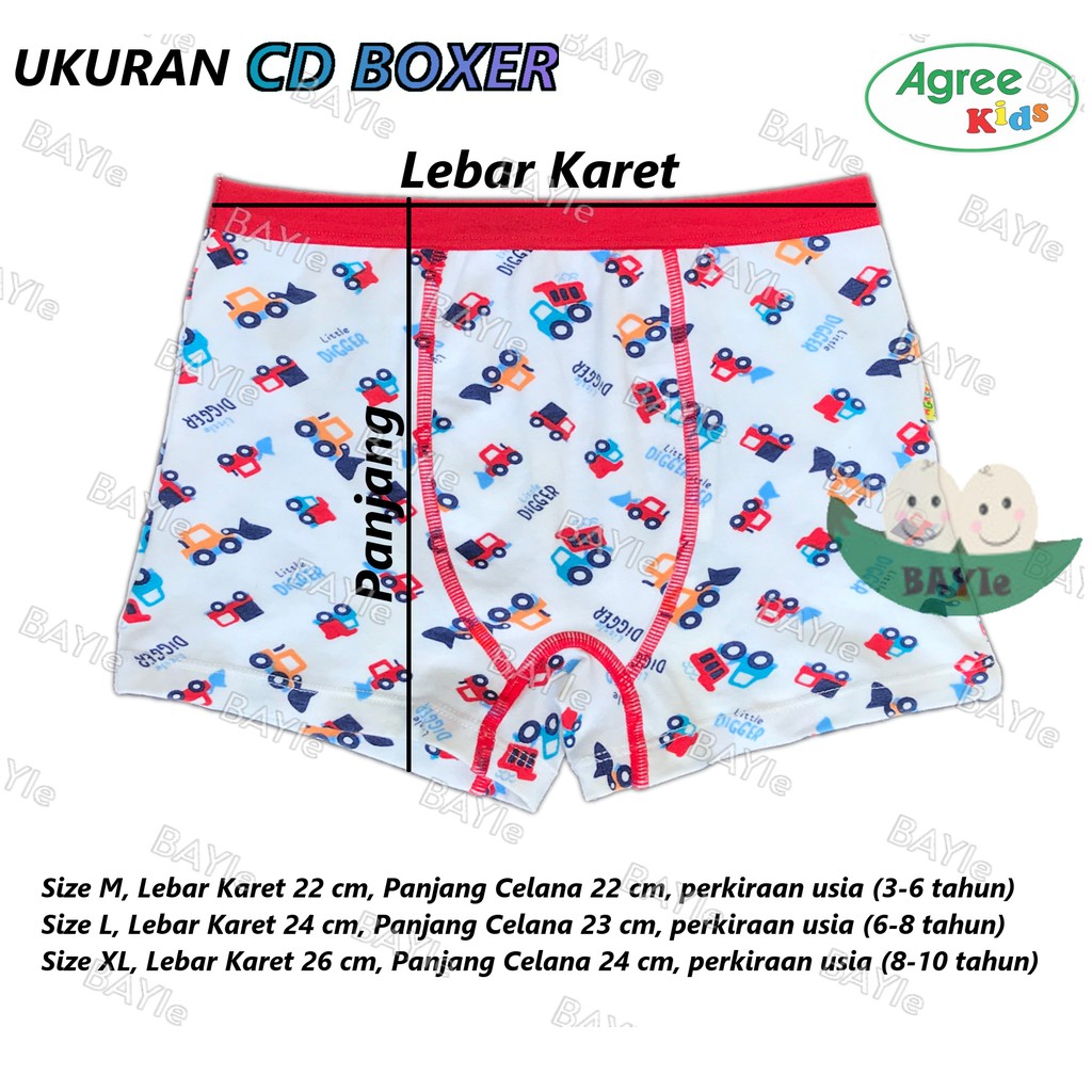 BAYIe - 2 PCS Celana Dalam / CD Anak Laki-laki Cowok BOXER AGREE KIDS 6166 Motif RANDOM/ Kid's Underwear Size M L XL