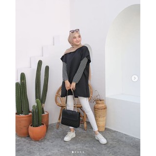 Pakaian Remaja  2in1 Busana  Wanita  Baju  Blouse Trendy 